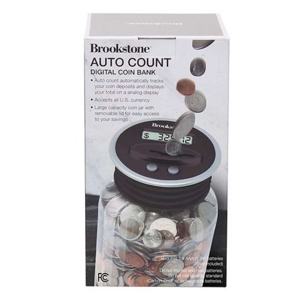 NEW: Brookstone Auto Count Change Digital Coin Bank - Fathers Day Auto count